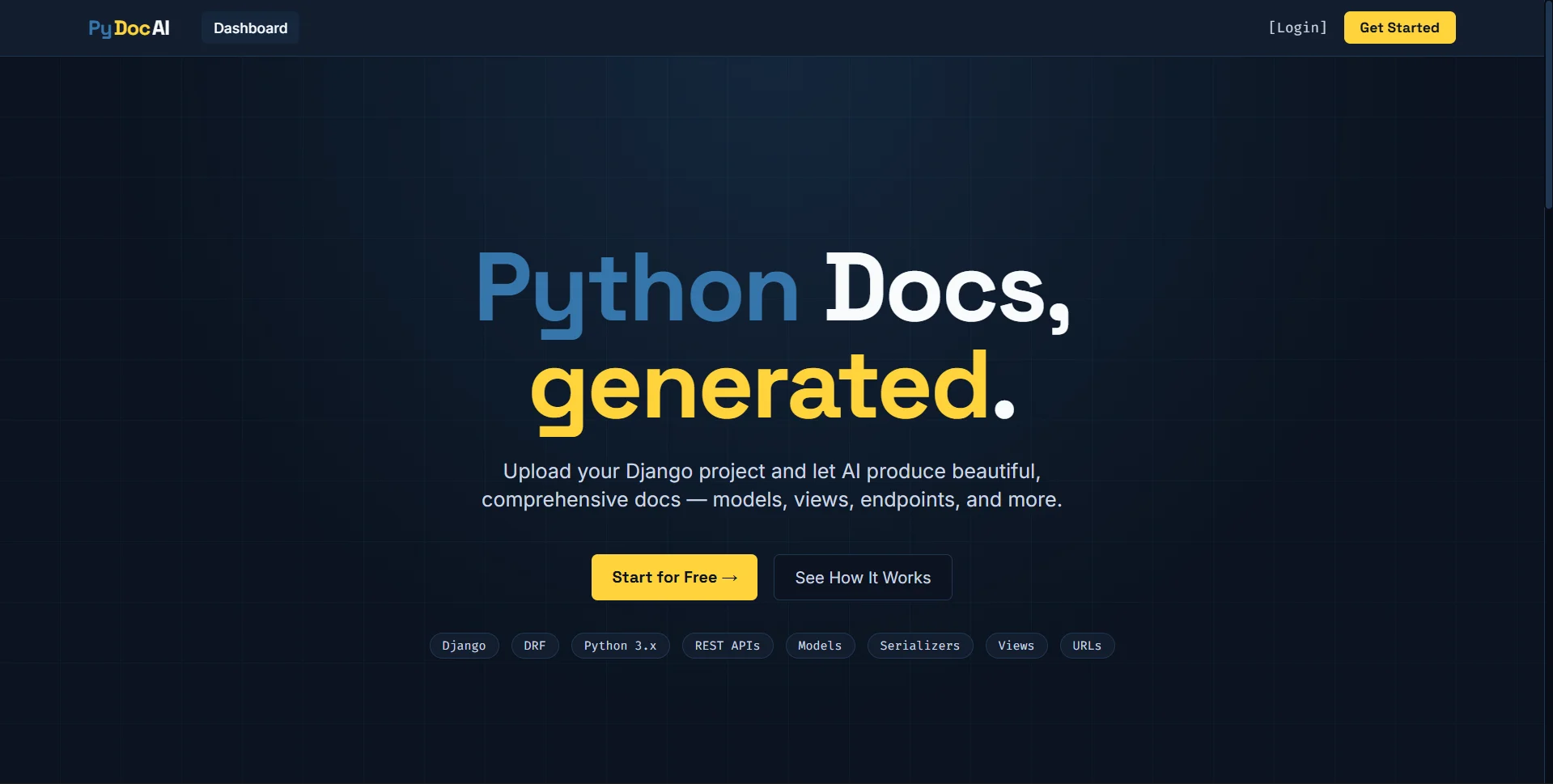 PyDocAI documentation platform interface